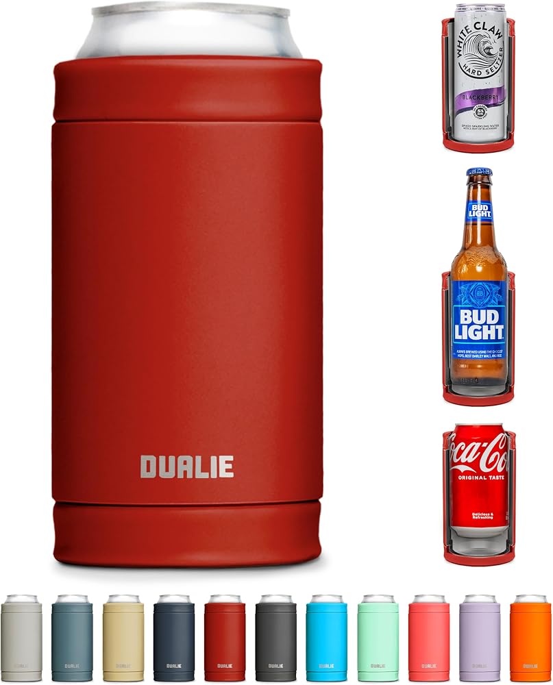 3 in 1 Insulated Can Cooler — Burnt Red